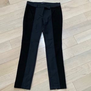 Flavio Costellani Italian soft suede leather trim stretch Ponte dress pants 44